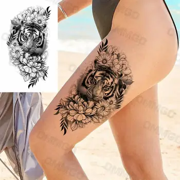 Realno Daisy Tigar Bedra Privremene Tetovaže Za Žene Odrasla Djevojka Je Ruže Cvijet Zmija Lažne Tetovaže I Body Art Slikarstvo Tetovaže Naljepnica