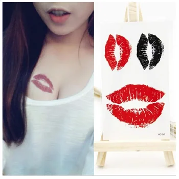 Seksi Naljepnice Tetovaže Za Usne Privremene Vodootporne Ženske Šminke Body Art Crvena Crna Poljubac Tetovaže Za Zurke