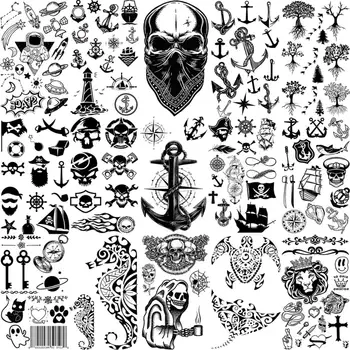 Sidro Pirate Lubanju Privremene Tetovaže Za Žene Odraslih Muškaraca Djecu Dječaka Astronaut Brod Morskog Konjica Lažna Tetovaža Na Vratu Ruka Ruka Mala Tetovaža