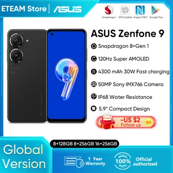Smartphone ASUS Zenfone 9 5G Globalna verzija Snapdragon 8 + Gen 1 120 Hz Super AMOLED 30 W Brzo punjenje 50 Mp Glavna Kamera Telefona