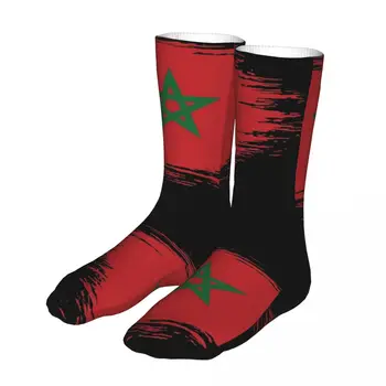 Sretan Zabavne Čarape Muške Muške, Ženske Lude Čarape Maroko Marokanska Zastava Kvalitetne Čarape Proljeće Ljeto Jesen Zima