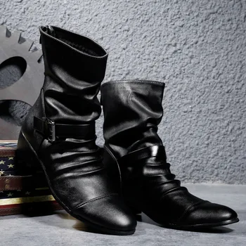 Talijanski Kaubojske Čizme, Muške Casual Obuća, Moto Čizme, Crne Muške Zimske Čizme, Visoke Kožne Čizme, Botas Masculinas
