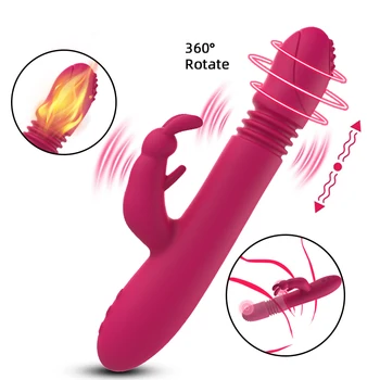 Teleskopski Rabbit Vibrator Rotacija Grijaći G Spot Dildo Vibrator Analni Stimulator Klitorisa Ženska Masturbacija I Sex Igračke Za Žene