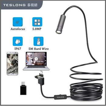 TESLONG 5.0 MP 3 u 1 USB endoskop skladište 2594x1944 P IP67 Autofokus Industrijski Бороскоп Tvrd Žičanom Inspekcijska kamera Autofokus