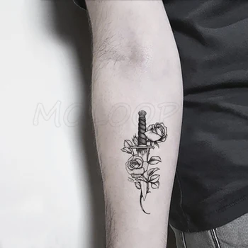 Tetovaža Naljepnica Bodež Mač Pupoljak Ruže Cvijet Element Anime Tetovaža Body Art Šminka je Vodootporna Privremeni Za Žene i muškarce