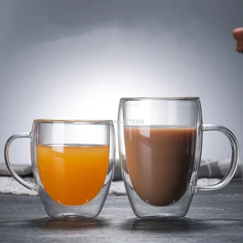 Toplinski Staklene Kava Čajne Šalice S Dvostrukim Stijenkama, Putne Dvoslojni Kava Mugs S Ručkom, Šalice, Čaše Za Vino Za Espresso Kavu