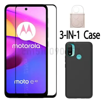 Torbica 3 u 1 + kaljeno staklo za kamere za Motorola Moto E40 E30 E20 Zaštitno staklo za ekran Za Motorola Moto E40 2.5 D Staklo