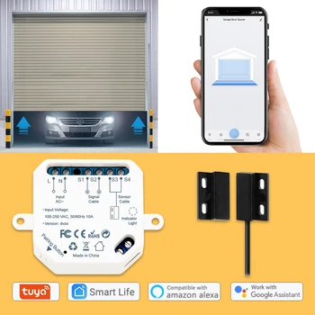 Tuya Smart Life Senzor za Otvaranje Garažnih Vrata WiFi Prekidač za Glasovno Upravljanje Podrška Alexa Google Home DIY Aplikaciju Za Pametne Kuće Upozorenje Bez Koncentratora