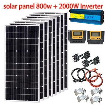 Tvrdi Komplet solarni paneli kompletan Sustav 800 W, 12 v, 110 v ili 220 2000 W Inverter Kontroler greenenergy za dom na kotačima Balkon