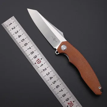 TWOSUN TS27 D2 čelična oštrica Peraja Nož na sklapanje kuglični ležaj Lanena ručka lovački noževi vanjski opstanak EDC ručni alat