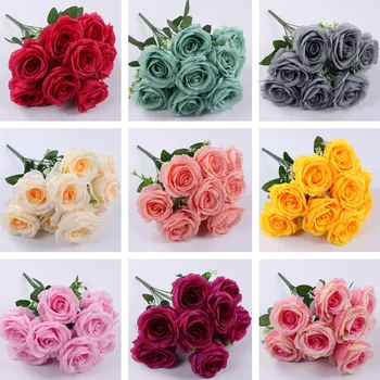 Umjetna Svilene Ruže Imitacija Cvijet Vjenčanje Nevjesta S Cvijećem U Rukama Home Hotel Stolni Buket Crvenih Ruža Nakit Nakit