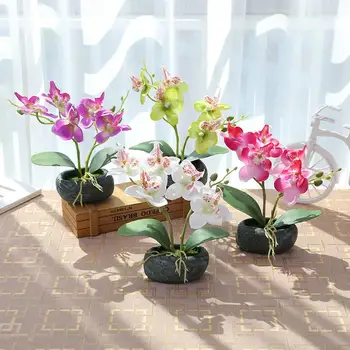Umjetni Cvijet i Leptir Orhideja Bonsai Lažni Cvijet s Lonac Lažna Leptir Orhideja Umjetne Biljke Vjenčanje Kućni Vrt Dekor