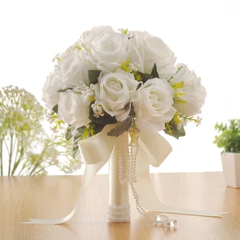 Umjetni Cvijet Ruže Za Mladence Vjenčanje Buket Bijele Svile Cvijeće Ruže Vjenčanje Buket Za Vjenčanje Pribor