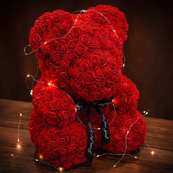 Umjetno Cvijeće Ruža Medvjed, Crtani Film Pe Ruža Cvijet Medvjed Božićne Darove Za Žene Poklon Za Valentinovo Medvjed Blagdanski Dar