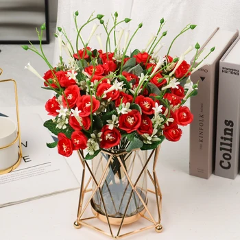 Umjetno Cvijeće Svila cvjetni Buket Ruža Rotirajući Гирлянда za Vjenčanja Vrt Zelje Večernje Office Home Dekor Dekoracija