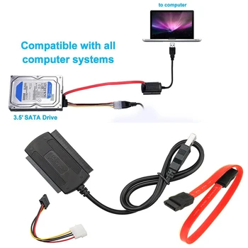 USB 2.0 to SATA PATA IDE Kabel prilagodnika Tvrdog Diska Pretvarač Kit za 2,5 3,5-inčni SSD s Vanjskim Adapterom za napajanje izmjeničnom strujom