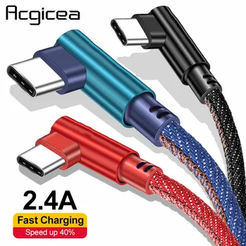 USB Type C 90 Stupnjeva 1 M 2 M Brzo Punjenje za usb-c kabel Type-c Kabel za prijenos podataka usb Punjač-c Za Samsung S8 S9 Note 9 8 Xiaomi mi8 mi6
