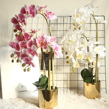 Velike latex 3D ispis bijele Orhideje umjetno cvijeće ručni rad modeliranje cvijet orhideje za kućnu svadbeni nakit flores
