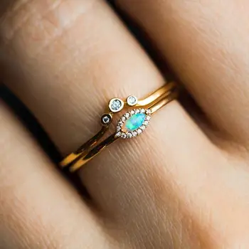 veličina SAD 5 6 7 8 set od 2 kom vjenčanja vjenčani prsten skup zlatne boje slatka lijepu opal je kamen oko cz tanke male prsten