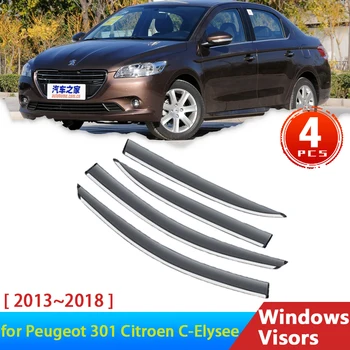 Vjetrobranskog stakla za Peugeot 301 Citroen C-Elysee 2013 ~ 2016 2018 dodatna Oprema Bočni Prozor Automobila Viziri Deflectors Tenda Završiti Kiša Obrva