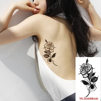 Vodootporne Privremena Tetovaža Naljepnica Crna Ruža Cvijet Spider Flash Tetovaža Lažna Tetovaža Ruka Noga Spin Body Art za Žene i Muškarce