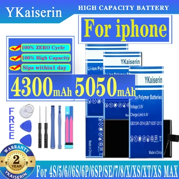 YKaiserin Kvalitetna Baterija Za Apple iPhone 5S 5C 6 6S 7 8 plus 11 11 Pro XS max SE XR X 6G Kapacitet Bateria Besplatni Alati