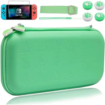 Za Nintendo Switch Slatka Zelena Torbica Za Putovanja, Komplet za Nošenje, Laptop Case, Staklena Zaštitna Folija Za Ekran, Kapice Za Hvatanje Palca