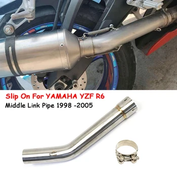 Za YAMAHA YZF R6 YZF-R6 1998-2005 Moto Ispušni Escape Modificirana Prosječna priključna cijev Ravna 51 mm Moto ispušni lonac Cijev
