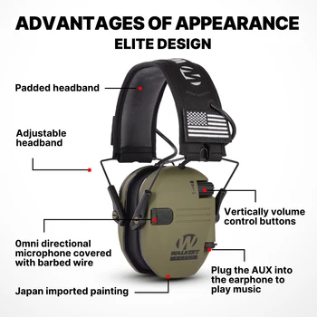 Zelene Slušalice Aktivne Slušalice za Gađanje Elektronska zaštita sluha za smanjenje Buke aktivne lovačke slušalice