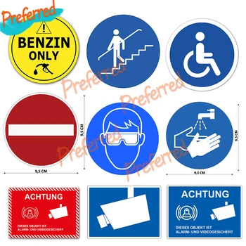 Znakovi upozorenja za vanjsku i unutarnju upotrebu, Kamera za nadzor, Teretni ugla, Medicinski, Hodnik, Njemački jezik