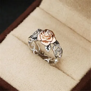 Žena Ruža Elegantan Dual-Layer 3D Trodimenzionalnu Prsten za Vjenčanje College Zaručnički Prsten Personalizirani Nakit Poklon