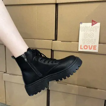 Ženske čizme Martens/Ženske čizme u britanskom stilu; Novo 2021; Godišnje Fine cipele na tanke Pete, Kratke čizme s debelim Dnom; Povećani