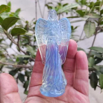 ААААА + Veliki Veličina Kip Anđela klesarsku Prirodni opal Crystal Reiki Iscjeljujuća Figurica Ukras Kuće Privjesak Zanat Poklon 1 kom