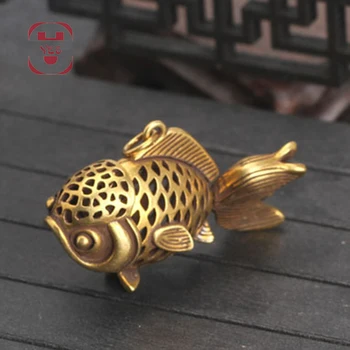 Латунная Vintage Slatka Šuplje zlatna ribica šaran je riba Ljuljanje rep Kip Privjesak Privjesak i Ukras Ukras Skulptura Kućni ured